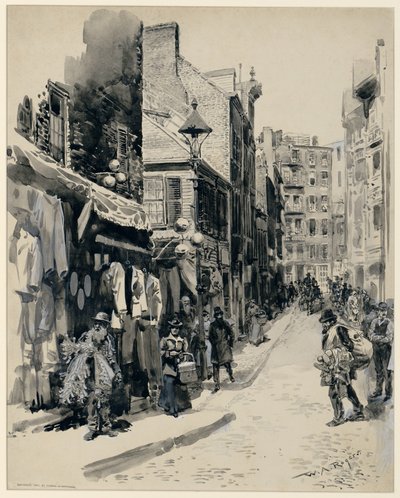 De Joodse wijk, Boston, gepubliceerd 1899 door William Allen Rogers